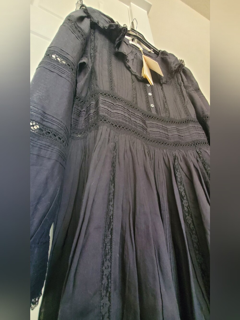 "DÔEN NWT Black Marla Dress Maxi Midi Heirloom Victorian Ruffle Size XL - Picture 7 of 16